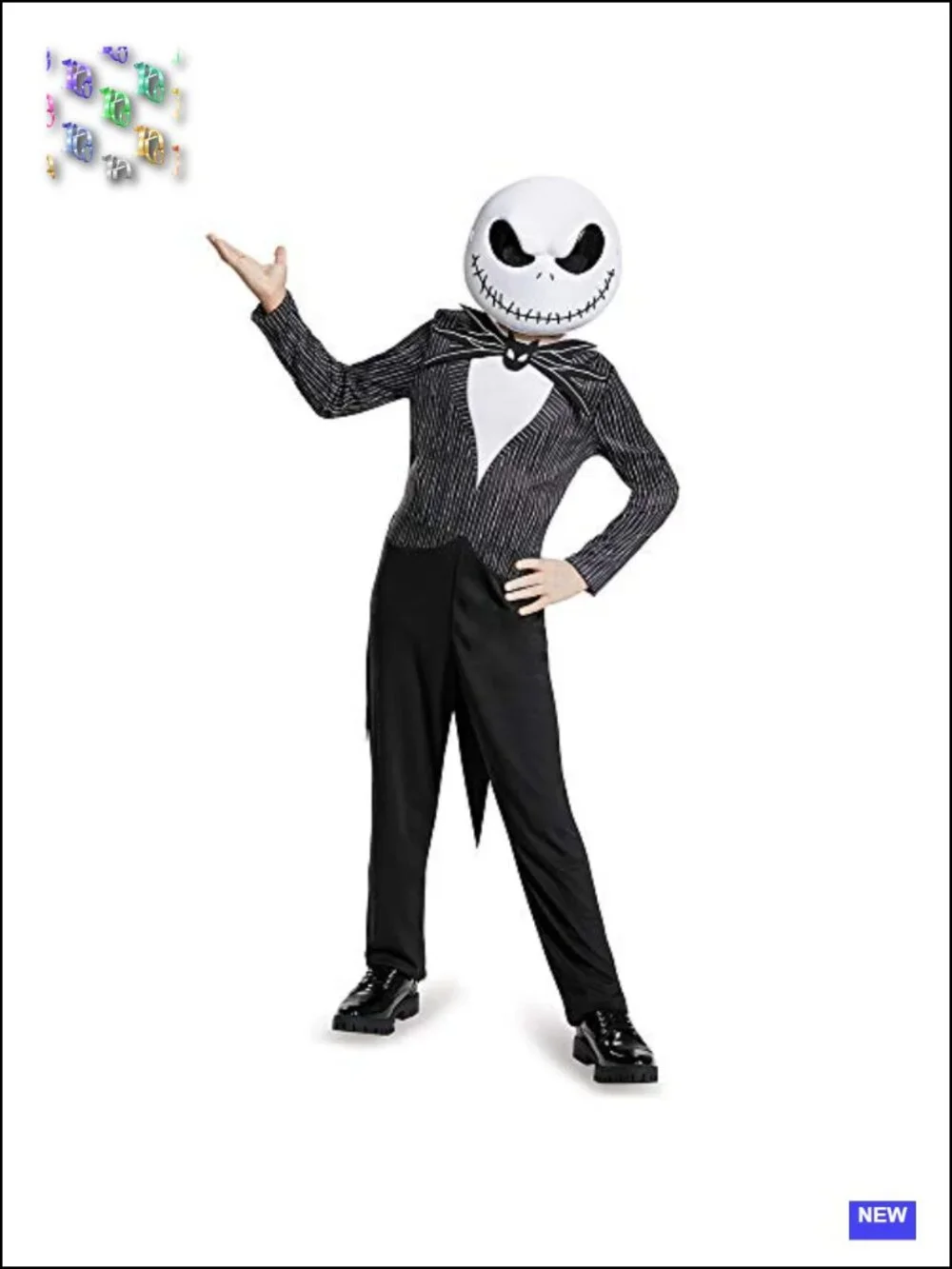 Jack Skellington Kids Costume Officially Licensed Halloween Cosplay Pinstripe